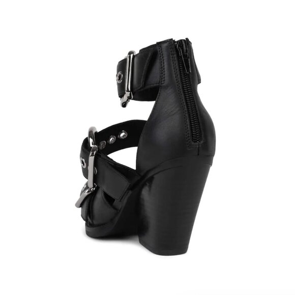 Jeffrey Campbell pointed toe pumps zipper buckle strap chunky heel shoes - Picture 3 of 4